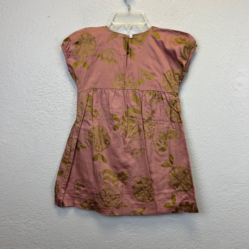 Tea Collection Girl's 100% Cotton Dusty Rose Floral Short Sleeve Dress - Size 6 - Picture 4 of 7